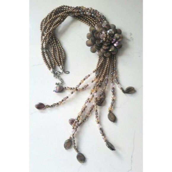 JOAN RIVERS STARLET STYLE NECKLACE IN SHADES OF PINK, BROWN and GOLD - Picture 3 of 16